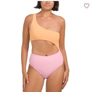 Women's Wilo Vibrant Orange and Pink Ribbed Top Size Small